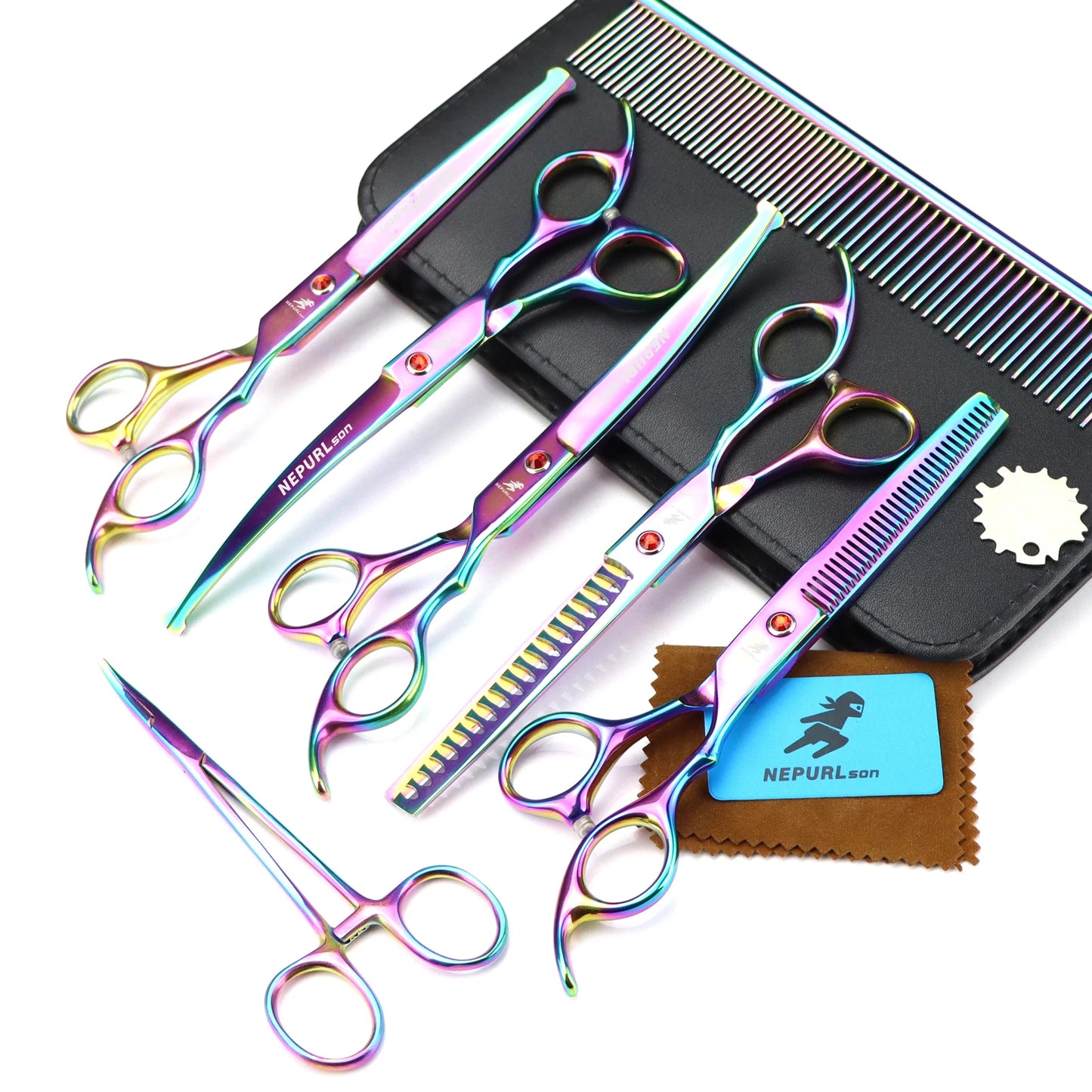 3-5pcs 7.5" Stainless Steel Pet Dog Cat Grooming Scissors Comb Sets