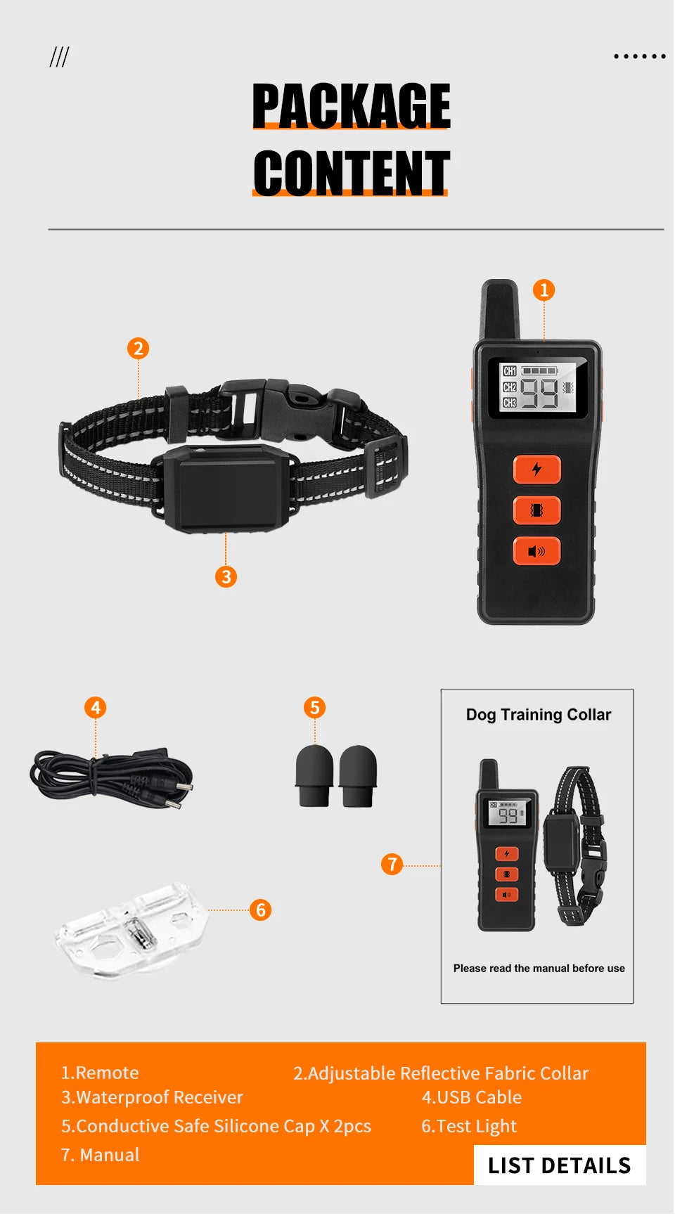 800m Electric Pet Dog Waterproof Training Collar Remote Control Rechargeable