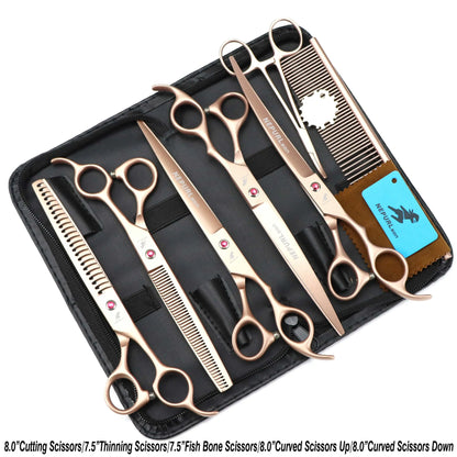 8" Stainless Steel Pet Dog Cat Grooming Scissors Combs Kits