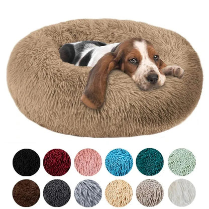 S-XL Pet Cat Dog Round Soft Long Plush Beds Cushion Mat Sleeping Sofa