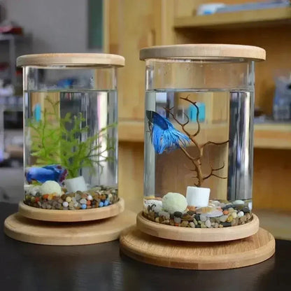 Cylindrical Rotating Desktop Mini Aquarium Fish Tank