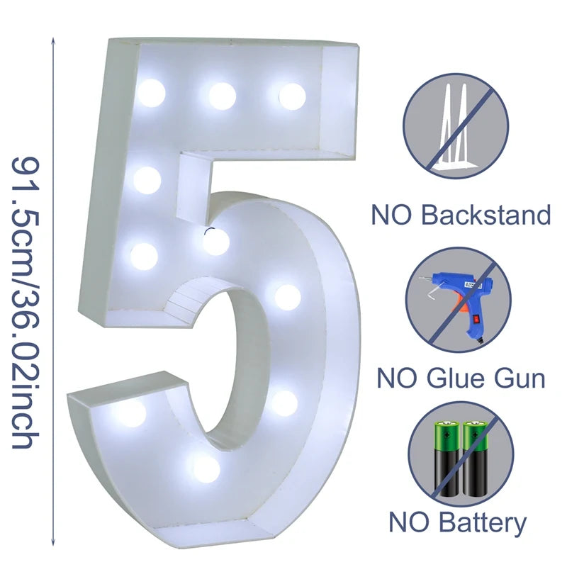 91.5cm Giant Light-Up Number Frame (0-9)