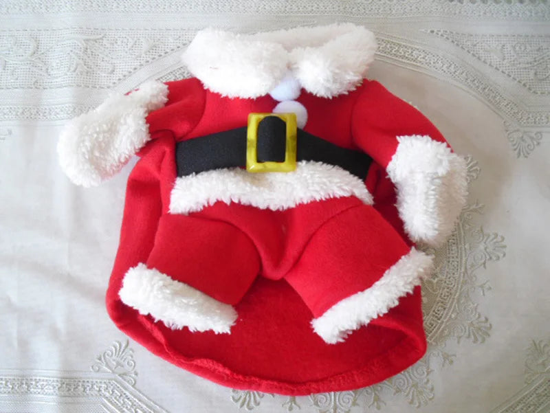 XS-XL Pet Dog Cat Christmas Cosplay Suit Santa Claus Dress Up Costume