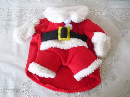 XS-XL Pet Dog Cat Christmas Cosplay Suit Santa Claus Dress Up Costume