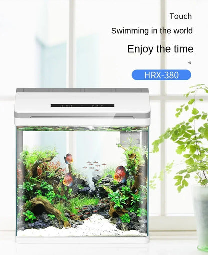 Plexiglass Desktop Smart Fish Tank Aquarium Filter Silent Feeding Box LED Light