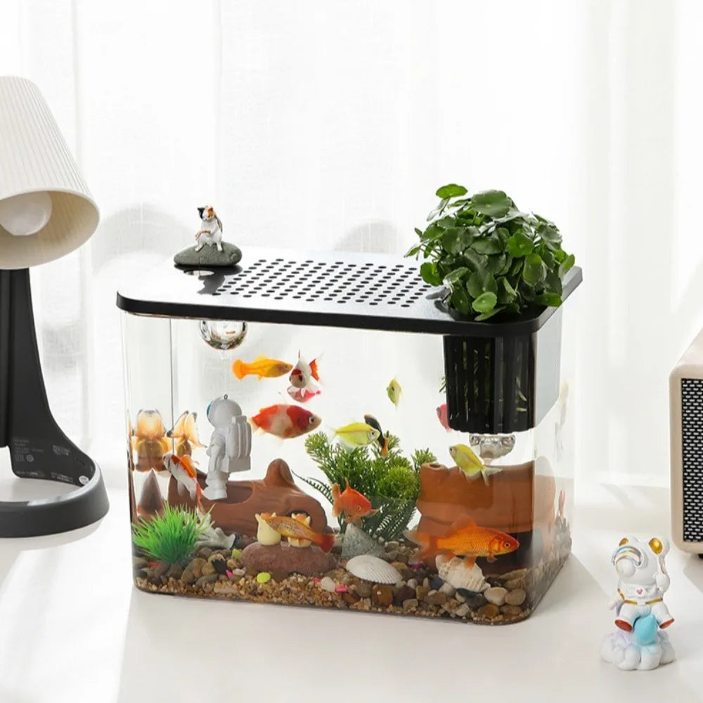 PET+ABS Desktop Mini Fish Tank Aquarium Terrarium