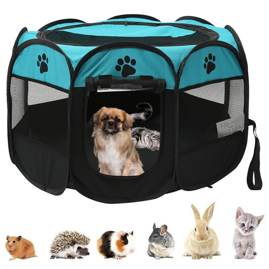 Pet Dog Cat Folding Octagonal Cage Fence Playpen