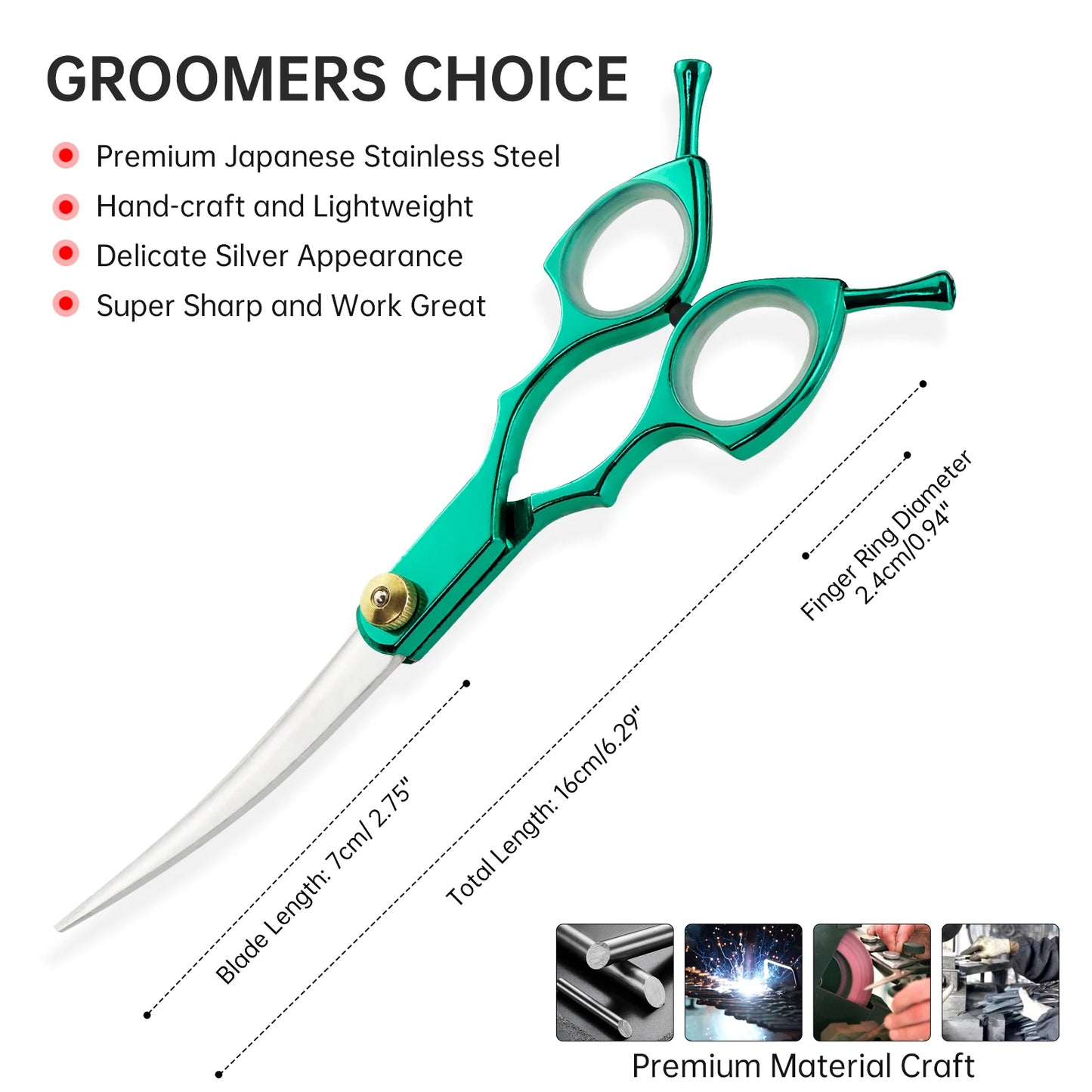 7" Pet Dog Cat Curved Grooming Scissors