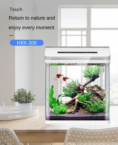 Plexiglass Desktop Smart Fish Tank Aquarium Filter Silent Feeding Box LED Light