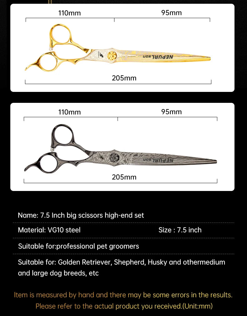 7.5" VG10 Steel Pet Dog Cat Grooming Scissors