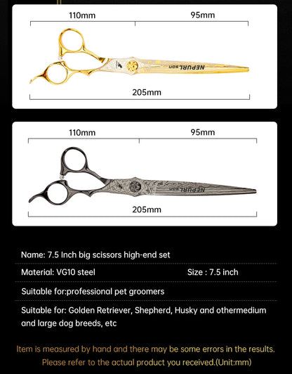 7.5" VG10 Steel Pet Dog Cat Grooming Scissors