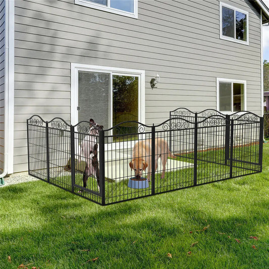 Foldable 8 Panels Pet Dog Indoor Outdoor Heavy Duty Metal Playpen Kennel Pen Fence with Gate