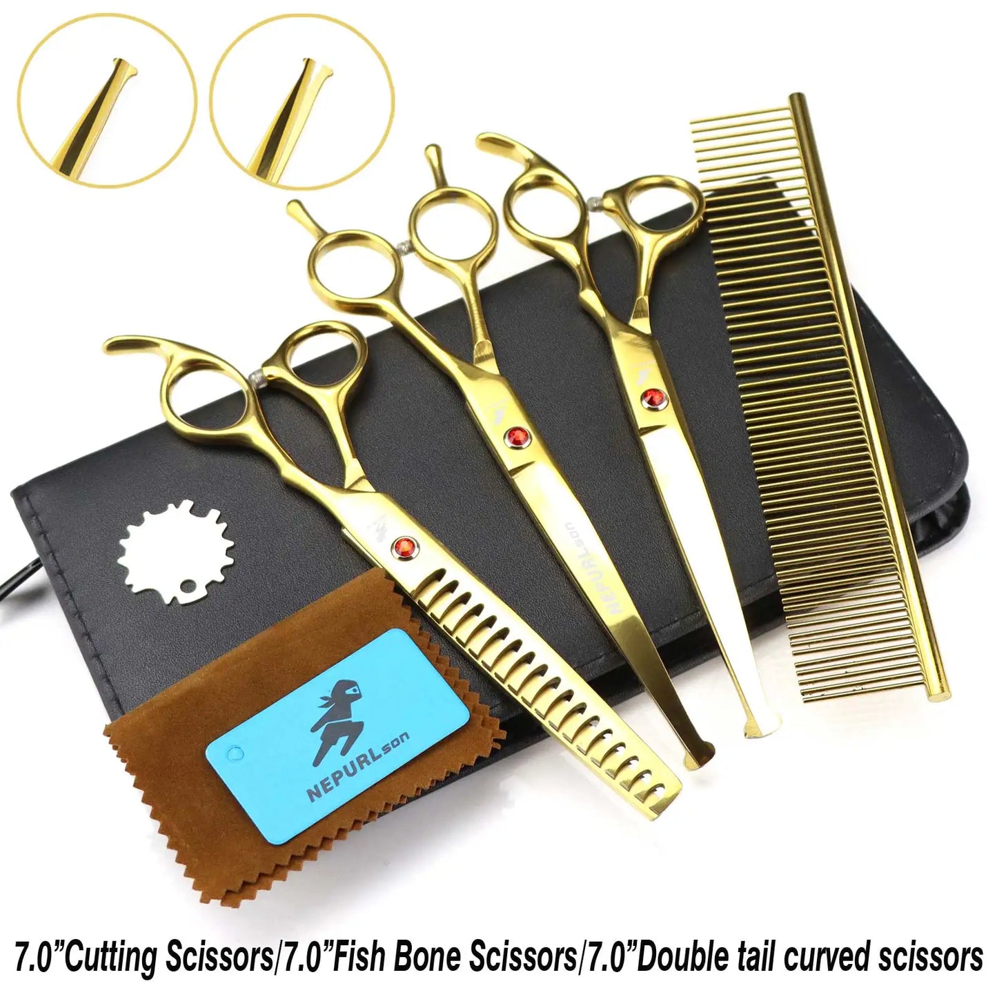 3-5pcs 7.5" Stainless Steel Pet Dog Cat Grooming Scissors Comb Sets