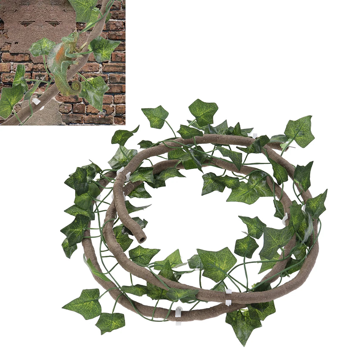 Reptile Habitat Decor Vines Flexible Leaves with Suction Cup