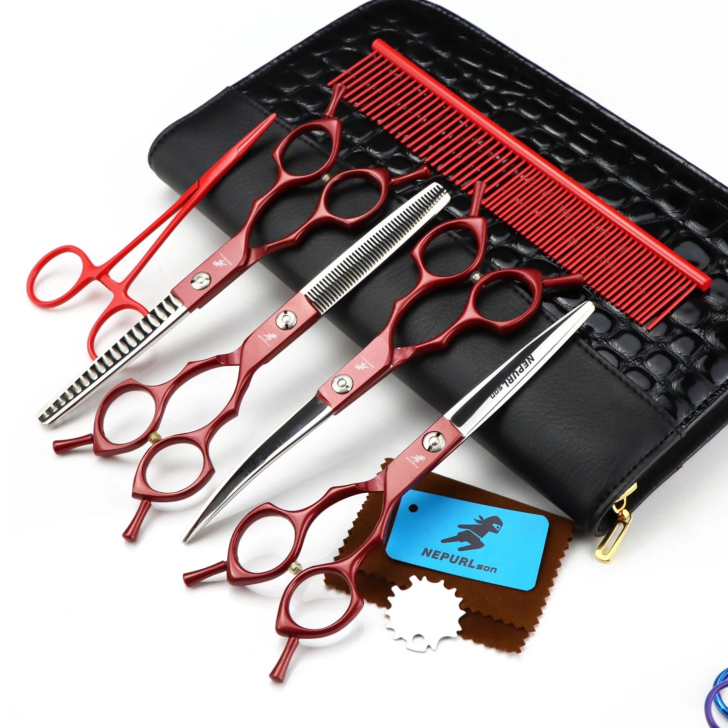 6pc 6.5" Stainless Steel Pet Dog Cat Grooming Scissors Comb Sets