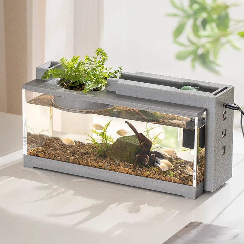 Desktop Mini Aquarium Fish Tank Kit USB Silent Water Filter