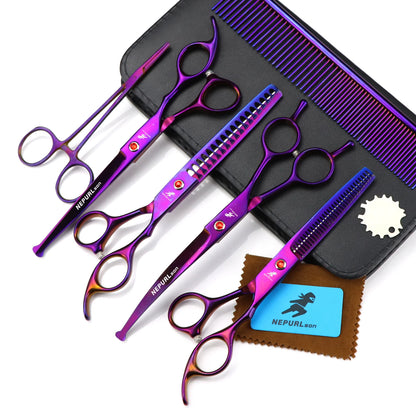 3-5pcs 7.5" Stainless Steel Pet Dog Cat Grooming Scissors Comb Sets