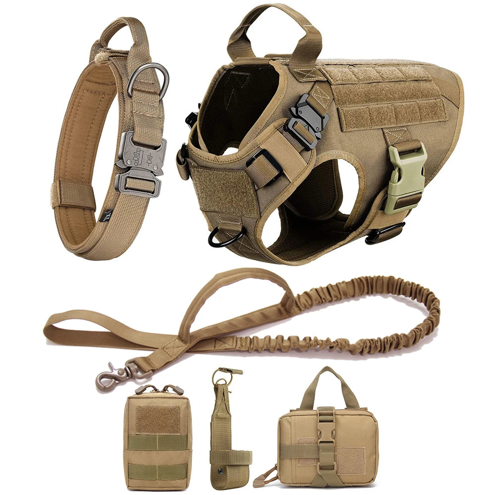 M-XL Pet Dog Tactical Harness Vest Collar And Leash Set