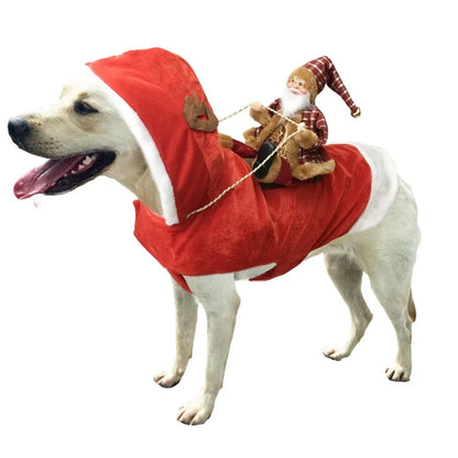 S-2XL Pet Dog Christmas Santa Claus Riding Costume