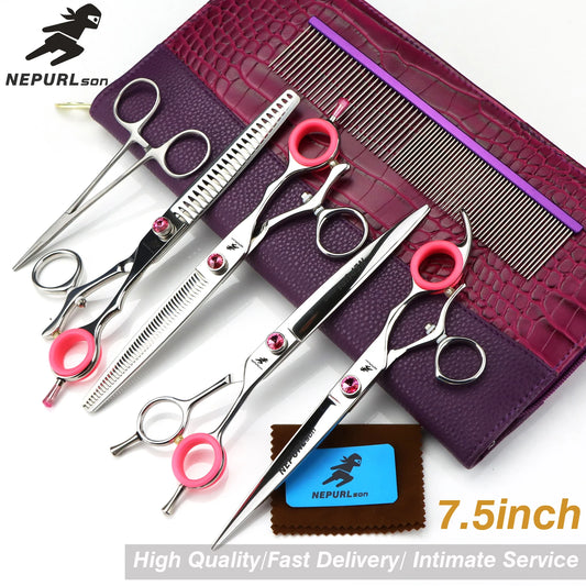 7.5" Stainless Steel Pet Dog Cat Grooming Combs Scissors Kits