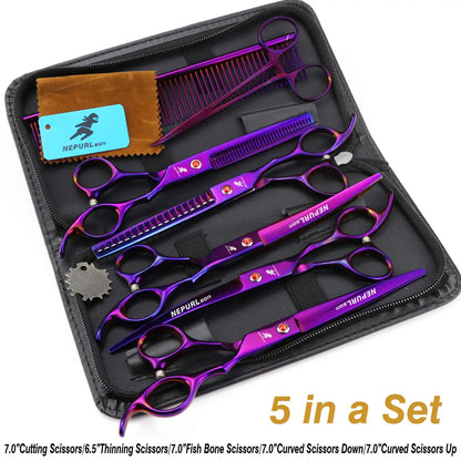 4-7pc Stainless Steel Pet Dog Cat 7" Grooming scissors Comb Sets