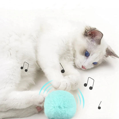 Squeaky Electric Interactive Ball Smart Plush Catnip Pet Cat Toy