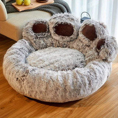 S-L Pet Cat Dog Paw Shape Comfortable Cozy Bed Soft Fluffy Cushion