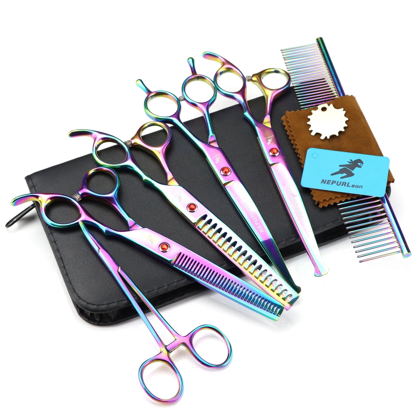 3-5pcs 7.5" Stainless Steel Pet Dog Cat Grooming Scissors Comb Sets