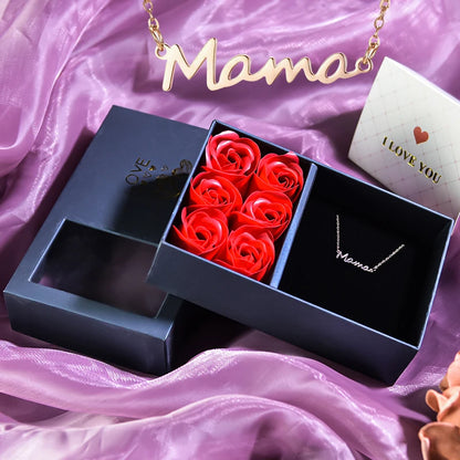 Forever Rose Gift Box with Mama Letter Necklace