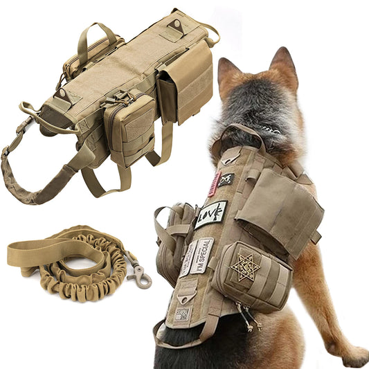 S-XL Pet Dog No-Pull Harness Molle Vest With Pouches