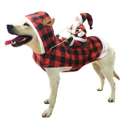 S-2XL Pet Dog Christmas Santa Claus Riding Costume