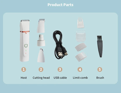 4 in 1 Pet Dog Cat Electric Hair Trimmer Grooming Clippers Nail Grinder