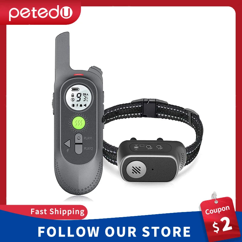 Pet Dog Anti Bark Training Collar with Remote Voice Commands