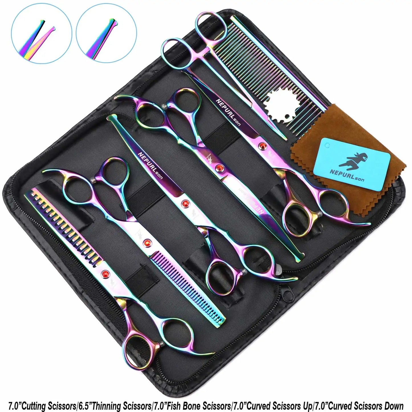 3-5pcs 7.5" Stainless Steel Pet Dog Cat Grooming Scissors Comb Sets