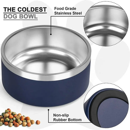 32/64oz Stainless Steel Round Pet Dog Cat Food Water Bowl