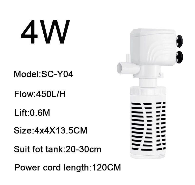 3 in 1 Aquarium Fish Tank Submersible Air Oxygen Aerator Filter Pump Silent