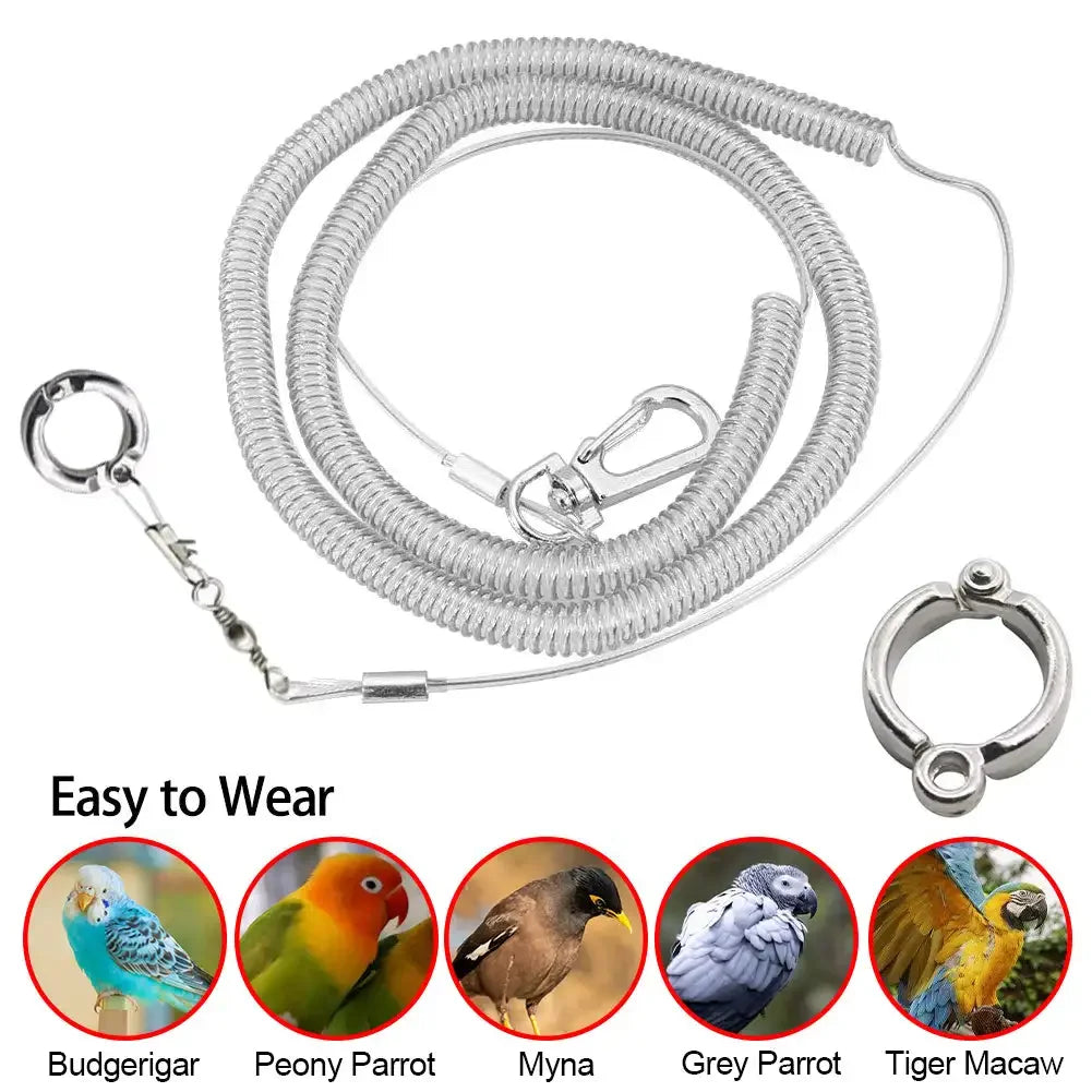 3M/5M Ultra-light Flexible Parrot Bird Flying Training Leash Rope with Leg Ring Harness