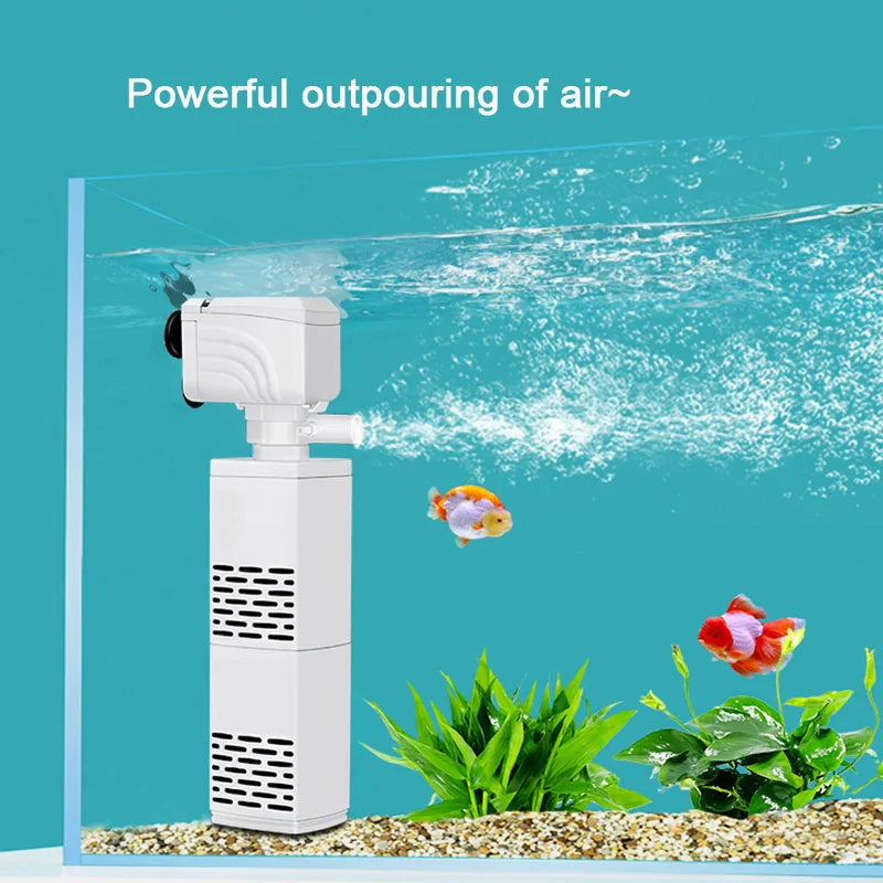 3 in 1 Aquarium Fish Tank Submersible Air Oxygen Aerator Filter Pump Silent