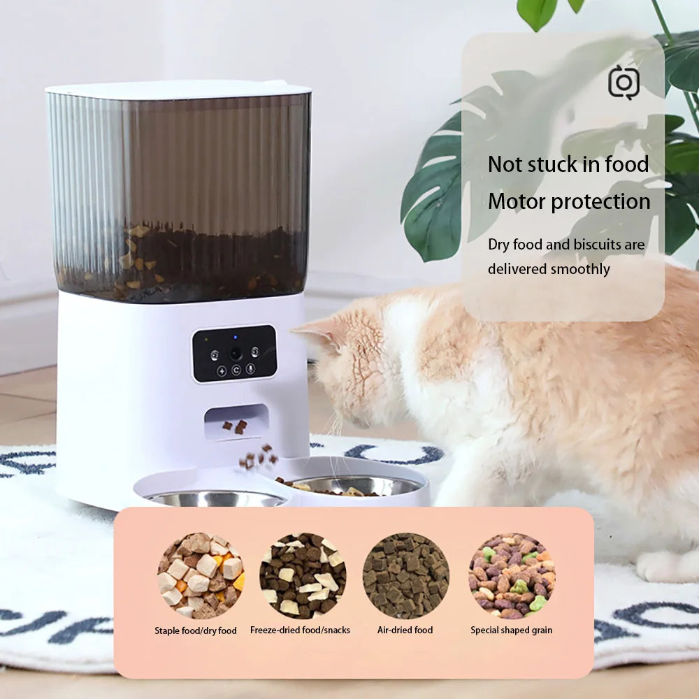 5L Automatic Pet Cat Dog Feeder Food Dispenser with Camera WiFi Timing Stainless Steel Feeding Bowl