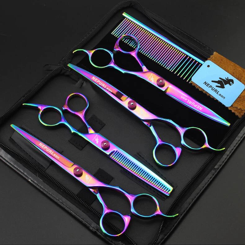 4-7pc Stainless Steel Pet Dog Cat 7" Grooming scissors Comb Sets