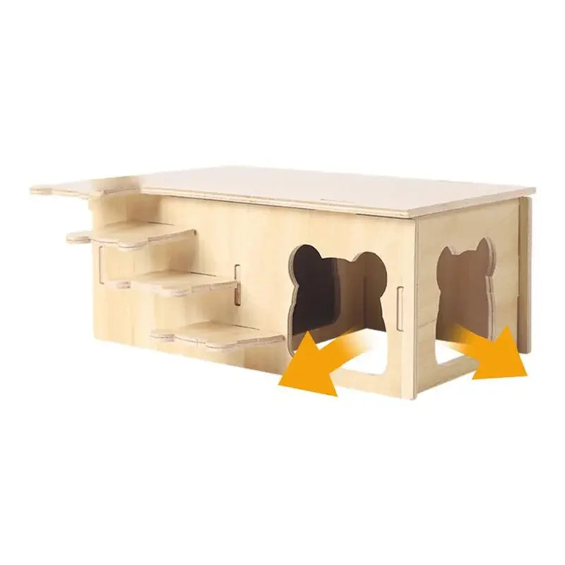 Pet Hamster Guinea Pig Small Animal Wooden House Hut Habitat with Doors Window