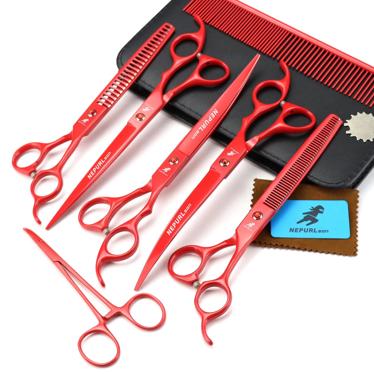 8" Stainless Steel Pet Dog Cat Grooming Scissors Combs Kits