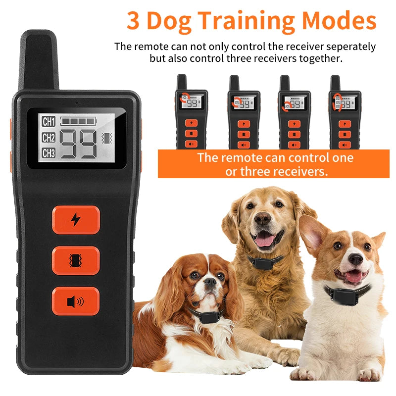 800m Electric Pet Dog Waterproof Training Collar Remote Control Rechargeable