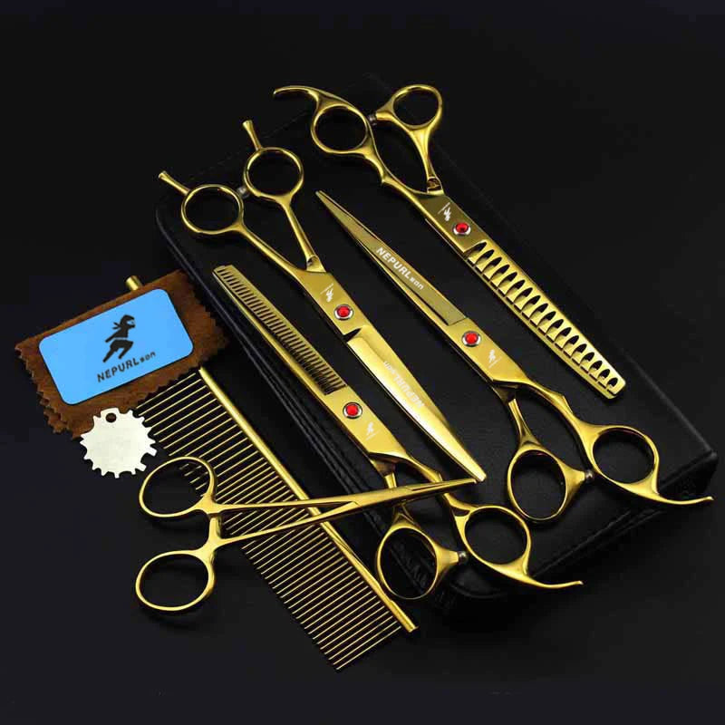 4-7pc Stainless Steel Pet Dog Cat 7" Grooming scissors Comb Sets