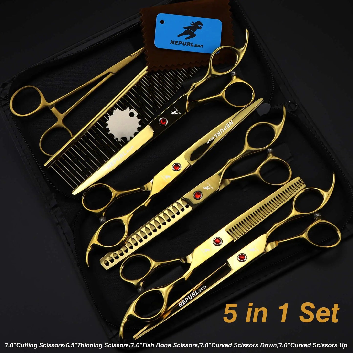 4-7pc Stainless Steel Pet Dog Cat 7" Grooming scissors Comb Sets