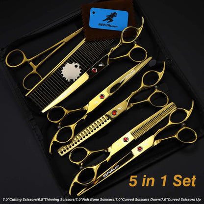 4-7pc Stainless Steel Pet Dog Cat 7" Grooming scissors Comb Sets