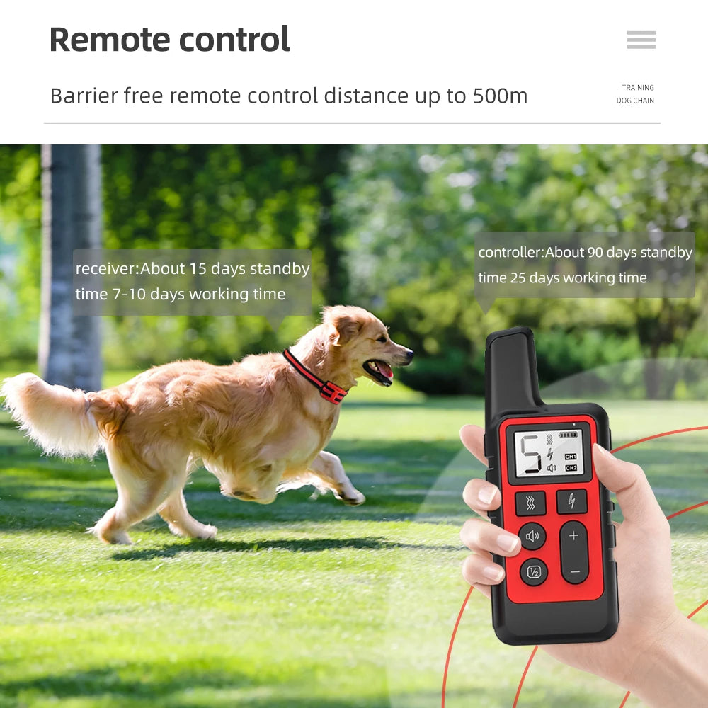 500m Waterproof Pet Dog Anti Bark Training Collar Remote Control Rechargeable