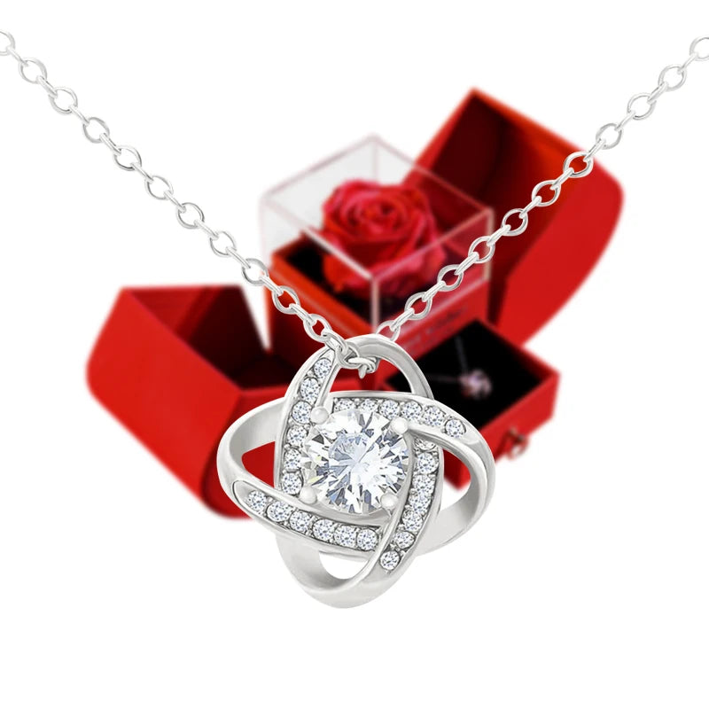 Immortal Rose Flower /w Necklace Jewelry Gift Box Set