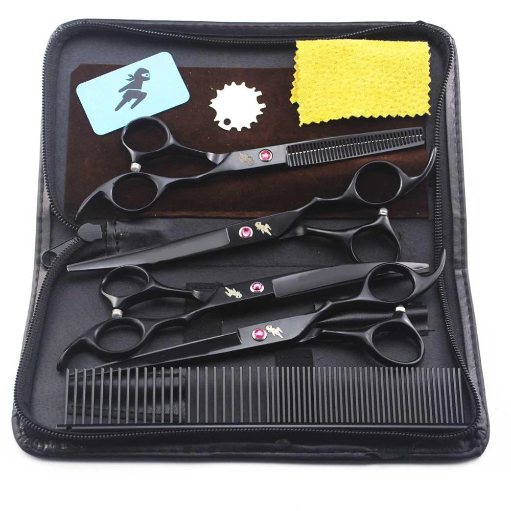 4pc 7" Stainless Steel Pet Dog Cat Grooming Scissors Comb Sets