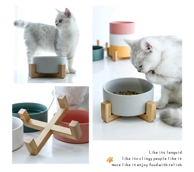 Ceramic Pet Cat Dog Water Food Feeding Bowl